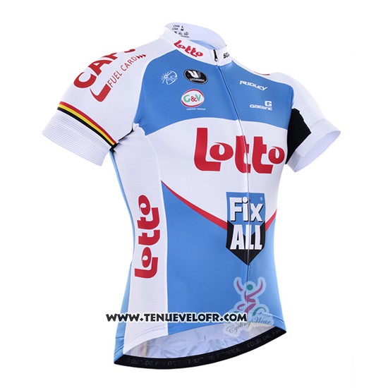 2016 Maillot Ciclismo Lotto Fix All Blanc et Bleu Manches Courtes et Cuissard
